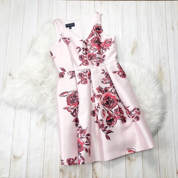 🆕 Donna Morgan Pink Dusty Rose Printed Floral Sleeveless V-Neck‎ Dress 10 - Picture 2 of 5